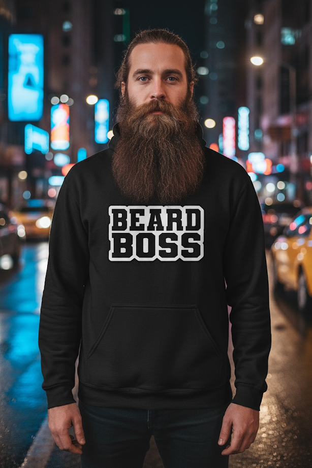 Beard Boss Graphic Hoodie Stylish Men’s Beard Apparel For Bearded Guys